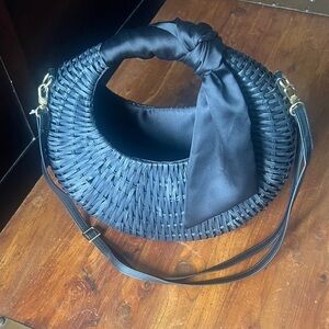 Elegant Black Woven Handbag